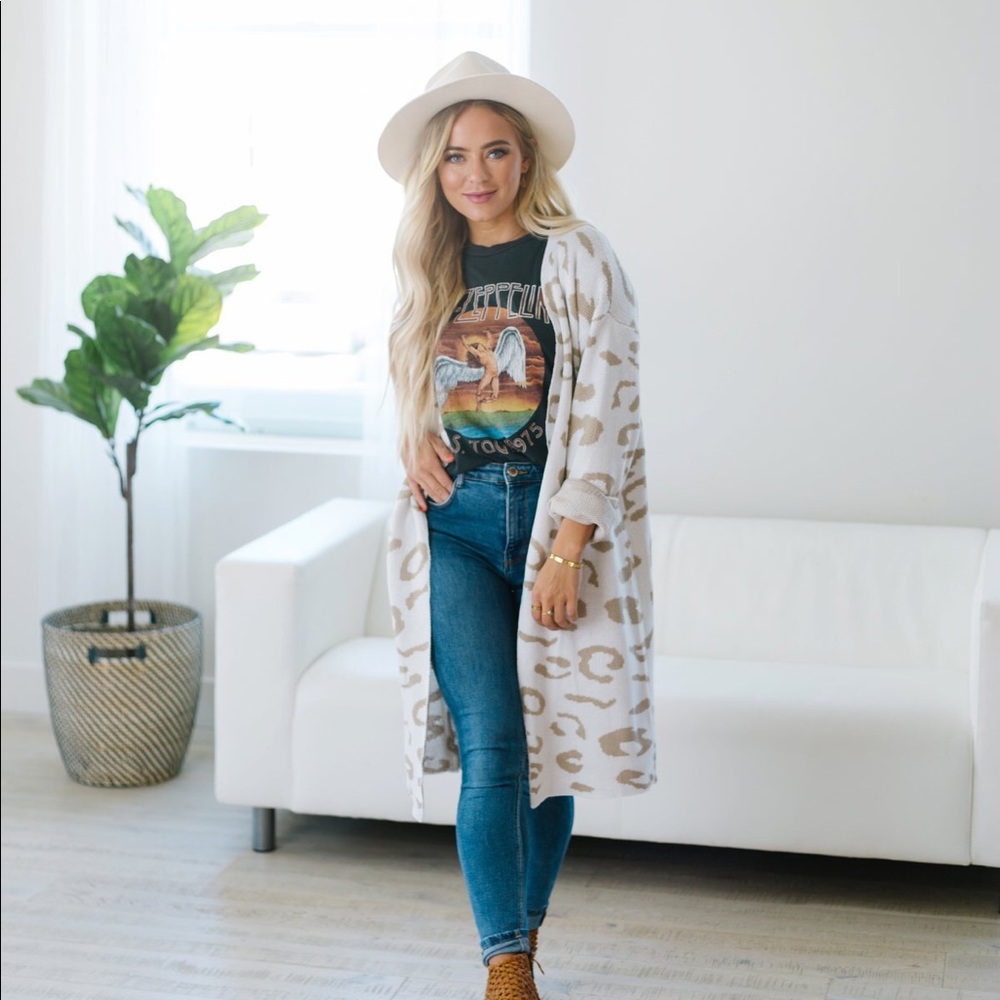Long Animal Print Cardigan